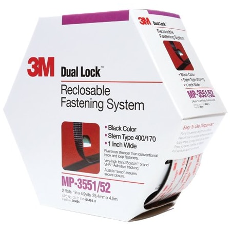 3M 1'' x 15' 3M MP3551 Dual Lock Mini Pack Fastener - Black DK3M1011PK